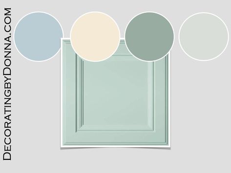 Waterscape by Sherwin Williams; Can I Use It on My Cabinets? | Decorating by Donna • Intuitive Color Expert Waterscape Sherwin Williams, Sw Waterscape, Sherwin Williams Waterscape, Light Grey Flooring, Coastal Room Decor, Sherwin Williams White, Coastal Color Palette, Laundry Room/mud Room, Cream Decor