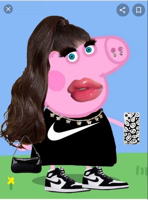 Slay nike peppa pfp Slay Spongebob, Cringe Wallpapers, Slay Peppa, Baddie Peppa, Cringe Pfp, Slay Pictures, Baddie Cartoon Pfp, Cool Pfp, Peppa Pig Funny