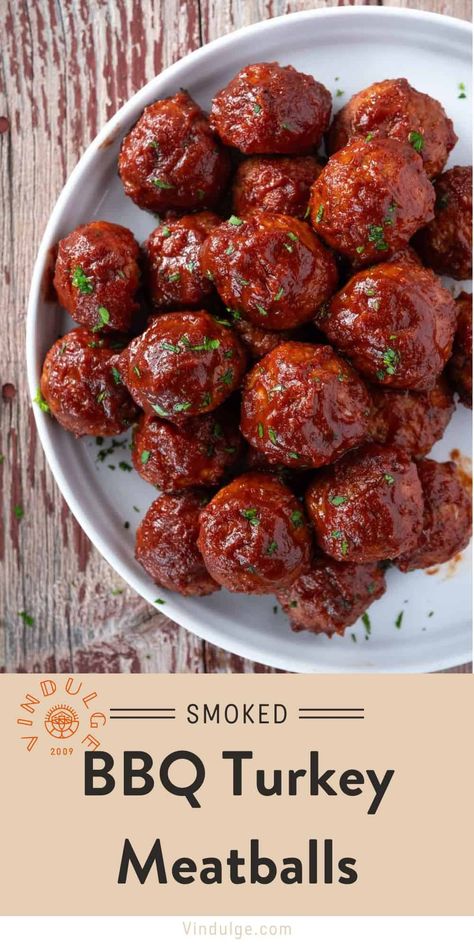 BBQ Turkey Meatballs Recipe cooked on a smoker and finished with a delicious BBQ sauce glaze. A great appetizer or main meal. Bbq Turkey Meatballs, Turkey Meatballs Recipe, Ground Turkey Meatballs, Healthy Turkey Recipes, Bbq Turkey, Bbq Recipes Grill, Turkey Meatball, Turkey Meatball Recipe, Meatball Recipes Easy