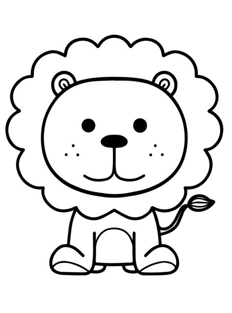 Lions - Lol Coloring Pages Lion Easy Drawing, Lion Doodle, Printable Animal Pictures, Rabbit Drawing Easy, Wild Animal Coloring Pages, Lion Outline, Lions For Kids, Clothes Worksheet, Lion Printable