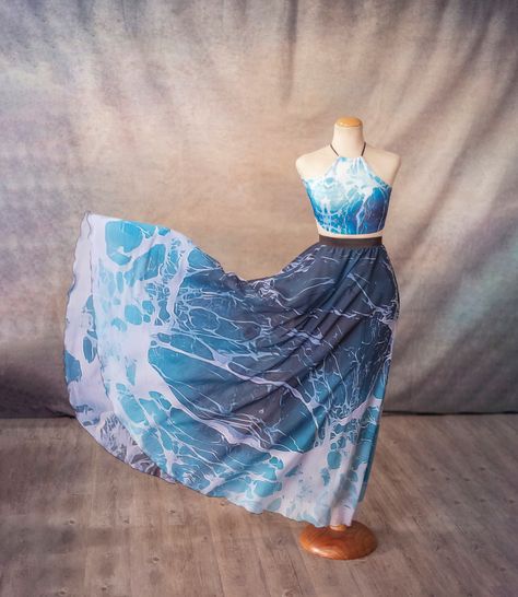 Ocean Waves Maxi Skirt, Mermaidcore Fashion Long Skirt Fairy Fantasy, Blue and White , Sea Costume Dance Boho Summer Fashion - Etsy Mermaidcore Fashion, Boho Summer Fashion, Sea Inspired Fashion, Fashion Long Skirt, Sea Costume, Rainbow Skirt, Boho Mode, Mermaid Outfit, Ocean Fashion