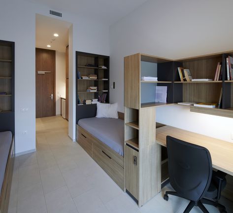 Student Flat Apartments, Student Housing Interior, Student Accommodation Design, Student Residence Room, Dormitory Room Design, Student Residence Architecture, Student Room Design, Dorm Room Interior Design, Student Dormitory Room