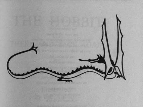 Dragon image from The Hobbit book J.R.R. Tolkien 🐉 Lotr Friendship Tattoo, Jurassic Tattoo Ideas, Subtle Lotr Tattoo, Minimalist Lotr Tattoo, Argonath Tattoo, Lotr Tattoo Minimalist, The Hobbit Smaug, Hobbit Dragon, Smaug Tattoo