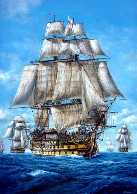 Pirate Ship Art, Navi A Vela, Royal Navy Ships, Bateau Pirate, Sailing Art, Old Sailing Ships, Ship Of The Line, Hms Victory, Clipper Ship