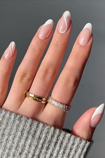 Classic White French Tip inspo Nail Reverse French, Almond Nails Coloured French Tip, French Nails Two Colours, Reverse French Manicure Gold, French Coloured Nails, French Tips Colour, Coloured French Nails, Colour French Tips Nails, Coloured French Nails Tips