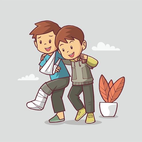 Illustration of a caring boy helps his s... | Premium Vector #Freepik #vector #medical-help #patient-care #patient #hospital-care Respect Pictures, Sequencing Activities Kindergarten, Business And Advertising, Cute Powerpoint Templates, Student Cartoon, Friends Illustration, Drawing Template, Sequencing Activities, Boy Illustration