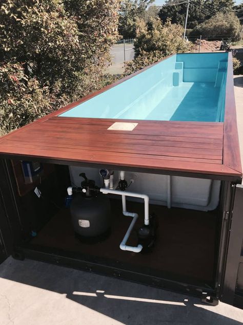 Piscina Container, Container Swimming Pool, Shipping Container Swimming Pool, Ideas De Piscina, Piscina Rectangular, Kleiner Pool Design, Shipping Container Pool, Deck Piscina, Container Pool