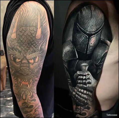 75+ Best Cover Up Tattoo Designs And Ideas For Men & Women Shoulder Cover Up Tattoos, Dark Tattoos For Men, Tattoo Sleeve Cover Up, Upper Shoulder Tattoo, Arm Cover Up Tattoos, Tatuaje Cover Up, Cover Up Tattoos For Men, Shoulder Armor Tattoo, Body Armor Tattoo