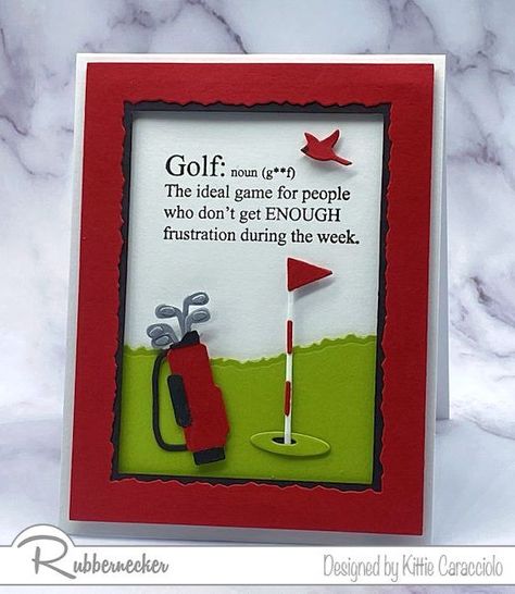 Golf Theme Cards, 50th Birthday Cards For Men Diy, Golf Themed Birthday Cards, Greeting Cards Sayings, Doris Designs, Embossed Cards Handmade, Golf Birthday Cards, Birthday Men, Golf Cards