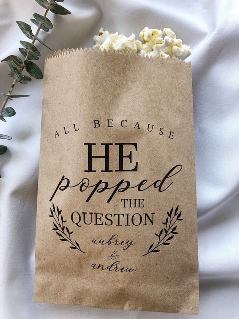 He Popped The Question Popcorn, Popped The Question Popcorn, Popcorn Bags Wedding, Popcorn Buffet, He Popped The Question, Bar Buffet, How To Dress For A Wedding, Popped The Question, Popcorn Bags