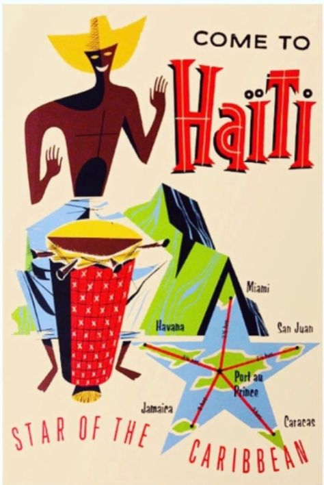 Tela, Vintage Travel Posters, Haiti History, Haitian Art, Tableau Art, Caribbean Travel, Summer Design, Vintage Summer, Vintage Poster