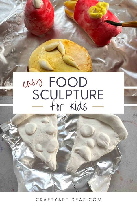 Are you looking for an easy food sculpture art lesson? This elementary 3-d art lesson is an awesome, fun and clean sculpture project to try. Model Magic Food Sculpture, Sculpture Art Lessons Elementary, Sculpture Lessons Elementary, Model Magic Art Lesson Elementary, Model Magic Art Lesson, Model Magic Art Lessons, 3d Art Projects For Elementary Students, Sculpture Projects For High School, Food Sculpture Clay