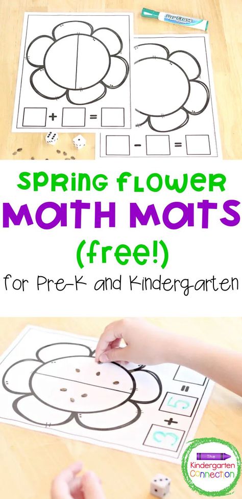 It's springtime! Who doesn't love simple yet effective math activities that give children the opportunity to practice math concepts and have fun? Get your early learners excited to learn addition and subtraction with our Spring Flower Math Mats! They’re perfect for your home school or traditional classroom for use during center time or small groups. This is the perfect teacher resource for pre-K and kindergarten to plan your spring math centers easily! Spring In Kindergarten, Prek Flower Activities, Gardening Kindergarten, Flower Activities For Kindergarten, Preschool Spring Math Activities, Flower Activities Preschool, Preschool Flower Math Activities, Spring Kindergarten Centres, Plant Themed Math Activities Preschool