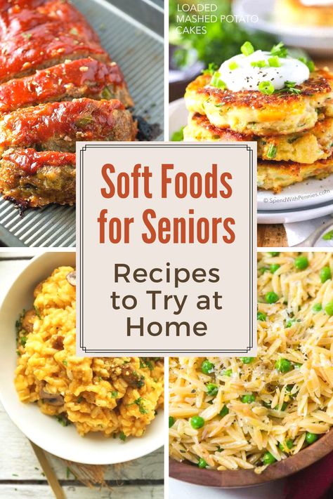 Soft Easy Digestable Foods, Food Prep For Elderly, Elderly Dinner Meals, Soft Things To Eat, Soft Meals Dinners, Dinner Soft Foods, Healthy Senior Meals, Elderly Menu Ideas, Easy Senior Meals