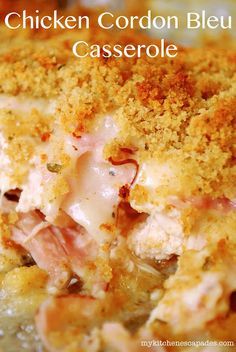 Chicken Cordon Bleu Casserole:  Yes, this is just as AMAZING as it looks.  Made from a rotisserie chicken so perfect for quick weeknight dinner! Chicken Cordon Bleu Casserole Recipe, Easy Chicken Cordon Bleu, Cordon Bleu Casserole, Chicken Cordon Bleu Casserole, Ground Beef Stroganoff, Quick Bites, Chicken Cordon, Chicken Cordon Bleu, Easy Casserole Recipes