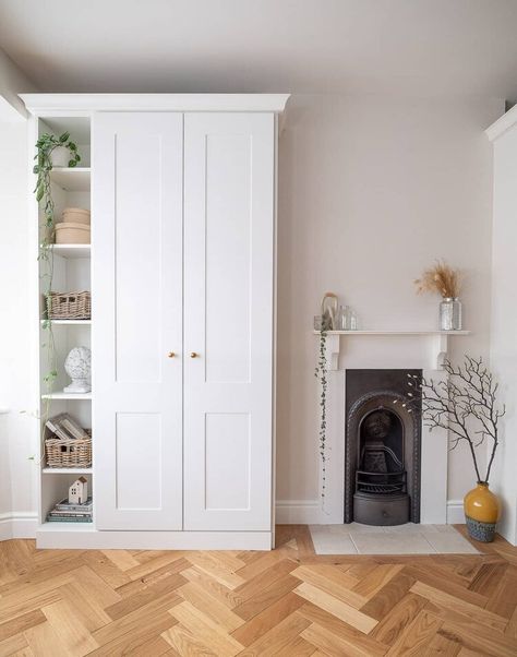 Our Alcove Fitted Wardrobes – Before + After | Fifi McGee Built In Wardrobe Ideas Alcove, Shaker Style Bedroom, Mcgee Interiors, Bedroom Chimney Breast, Fifi Mcgee, Remodel Garage, Alcove Wardrobe, Free Standing Wardrobe, Bedroom Built In Wardrobe