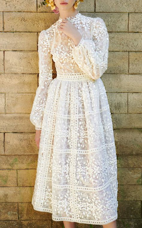 Costarellos Bridal Tea Length Dress #wedding #bridal #affiliate Wedding Dresses For Summer, Costarellos Bridal, Floral Wedding Dresses, Gaun Koktail, Tea Length Prom Dress, Dresses For Summer, Bride Floral, Ball Skirt, Bridal Tea