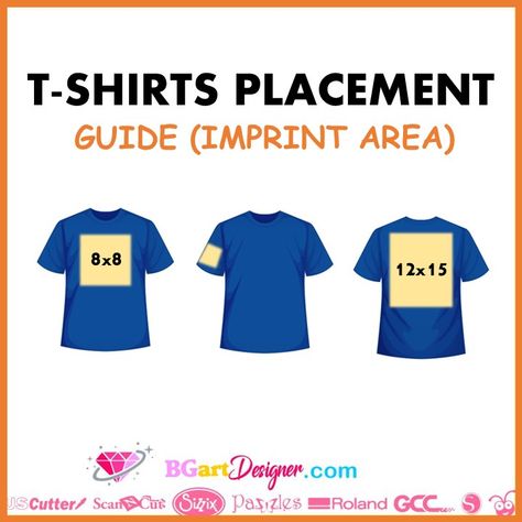 Design Sizes For T Shirts, Pocket Size Vinyl Placement, Cricut T Shirt Size Chart, Name On Back Of Shirt Placement, Sizing And Placement Guide For Htv, Design Placement On Back Of Shirt, Htv Placement On Shirts, Shirt Decal Placement Guide, Rhinestones Designs