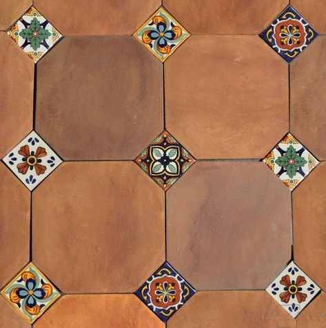 Modern Mexican Living Room, Terra Cotta Floor Tile, Mexican Living Room, Mexican Tile Floor, Mexican Kitchen Decor, Tile For Kitchen, Tile Floor Living Room, Saltillo Tile, Mexican Talavera Tile