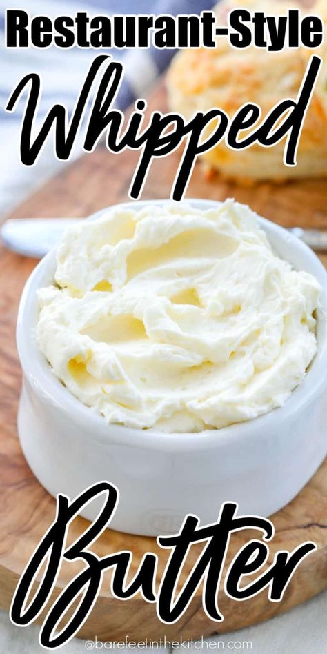 Restaurant Style Whipped Butter is a favorite. Flavored Butter Recipes, Butter Recipes Homemade, Whipped Butter, Flavored Butter, Sweet Butter, Butter Spread, Homemade Butter, Butter Recipe, Roasted Sweet Potatoes