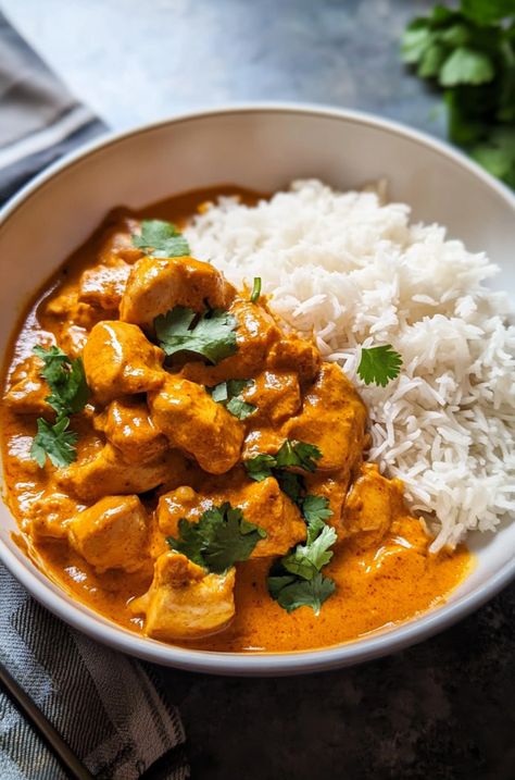 Creamy Butter Chicken, Curry And Rice, Amazing Food Platters, Chicken Tikka Masala Recipes, Serve Over Rice, Tikka Masala Recipe, Garlic And Ginger, Cream Fresh, Easy Homemade Pizza