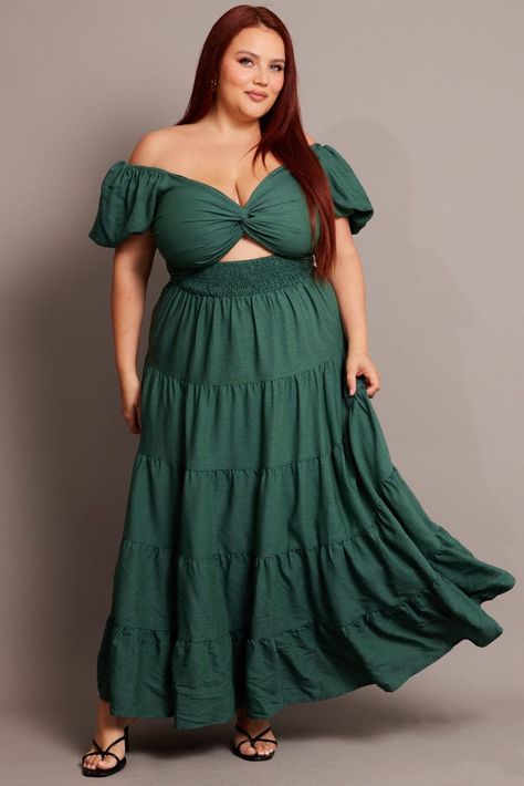 Australian Dresses, Maxi Dress Short, Green Maxi Dress, Buy Skirts, Nice Outfits, Green Maxi, Flowy Maxi Dress, Curvy Plus Size, Dress Short Sleeve