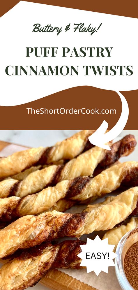 Puff pastry twisted with brown sugar and cinnamon. Pepperidge Farm Puff Pastry Recipes, Sweet Puff Pastry Recipes, Easy Puff Pastry Desserts, Puff Pastry Cinnamon, Sweet Puff Pastry, Puff Pastry Recipes Dessert, Puff Pastry Twists, Cinnamon Desserts, Pastries Recipes Dessert