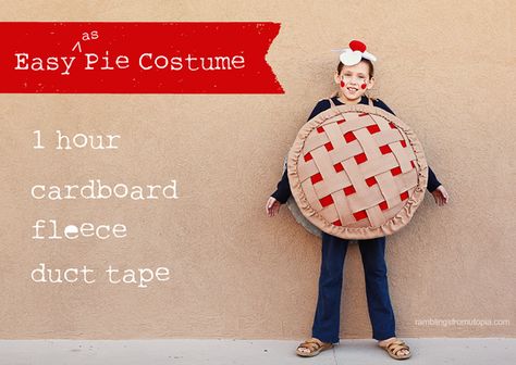 This Halloween Costume is great last minute idea, it took me under an hour to make and I was able to find everything I needed right in my house and it's a great way to repurpose those old fleece blankets.Go grab some cardboard, silver duck tape, fleece, pillow batting, a needle and thread and your glue… No Sew Halloween Costumes, Pi Party, Pie Costume, Girls Vampire, Diy Pie, Sew Halloween, Sew Halloween Costume, Grandma Ideas, Cardboard Costume