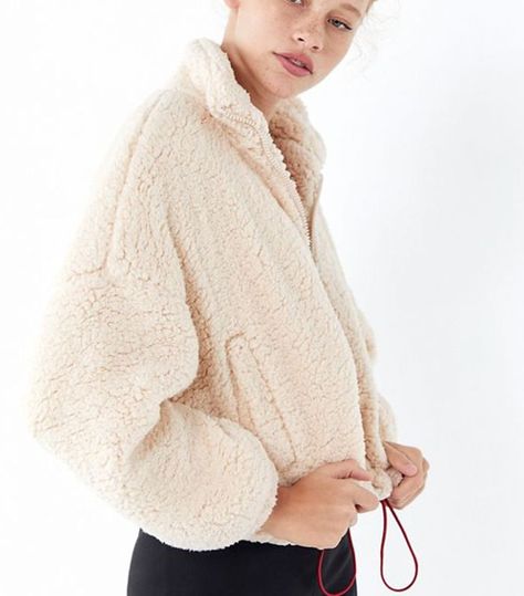 Urban Outfitters Willow Fuzzy Drawstring Teddy Jacket Bella Hadid Fall, Fall Capsule Wardrobe, Teddy Jacket, Sherpa Jacket, Lifestyle Clothing, Who What Wear, Lightweight Jacket, High Collar, Pacsun