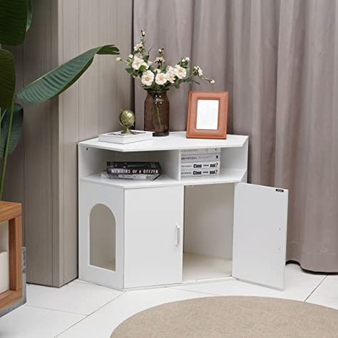 Cat Litter Cabinet, Hiding Cat Litter Box, Hidden Litter Boxes, Functional Tv Stand, Cat Litter Box Enclosure, Litter Box Furniture, Litter Box Enclosure, Cat Litter Box Furniture, Garage Storage Cabinets