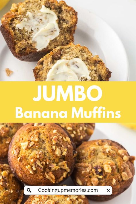 Looking for a versatile treat that's perfect for any time of day? Look no further than these Jumbo Banana Muffins! Whether you need a mid-day snack, a quick breakfast on the run, or simply crave a touch of sweetness, these muffins have it. Large Batch Banana Muffins, Banana Muffins Jumbo, Jumbo Banana Muffins, Large Banana Nut Muffins, Everyday Banana Muffins, Basic Muffin, Simple Mills Banana Muffins, Banana Muffins Recipe, Jumbo Muffins