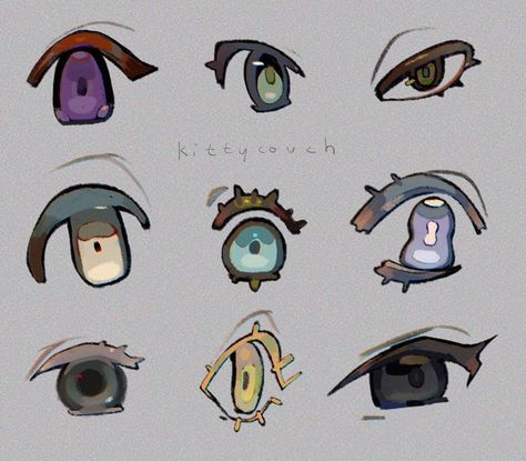 Different Styles Of Eyes Drawing, Cute Eye Drawing Styles, Eye Styles Art, Anime Eye Colors, Stylized Eyes Drawing, Anime Eye Shading, Character Eye Design, Eye Inspo Drawing, Art Styles Eyes