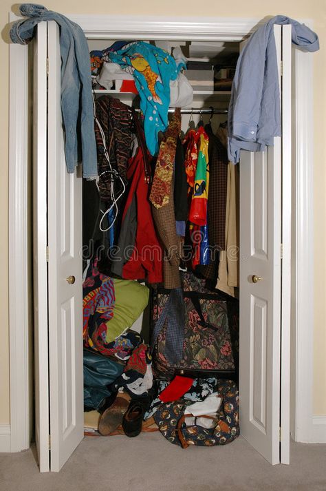 Messy Closet. Portrait of disorganization using a closet as metaphor , #Affiliate, #Portrait, #Closet, #Messy, #metaphor, #closet #ad Messy Closet, Closet Clutter, Organize Your Closet, Closet Organizing Systems, Home Staging Tips, Organizing Hacks, Small Closet, Closet Door, Self Storage