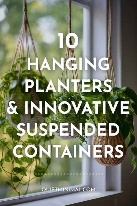 Discover beautiful and functional hanging planter ideas to maximize space and bring new life into your home! This article features 10 styles like boho macramé, modern geometric concrete, upcycled kitchenware gardens, and self-watering glass terrariums with care tips. #hangingplanters #macrameplant hangers #concreteplanters #kitchenwareplanters #bohohomedecor #urbanjungle #plantdecoration #indoorgardens Upcycled Hanging Planter, Upcycle Hanging Planter, Hanging Window Plants Indoor, Hanging Plants Near Window, Hanging Plants Window Curtain Rods, Diy Indoor Plant Hanger, Hanging Plant Wall Decor, Hang Plants From Curtain Rod, Hallway Hanging Plants