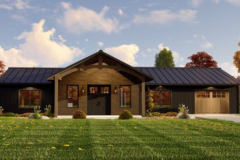 Barndominium Style House Plan - 2 Beds 2 Baths 1737 Sq/Ft Plan #1064-267 - Houseplans.com 2 Bed 2 Bath Barndominium, Rustic House Plans, Barn Style House Plans, House Plans One Story, Ranch Style House Plans, Barndominium Floor Plans, One Story Homes, Country House Plan, Ranch House Plans