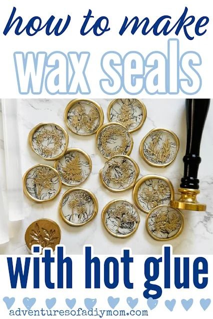 How to make faux wax seals using hot glue! Make your own version of these gorgeous seals. Perfect for wedding invitations, cards, and crafts. How To Make Wax Seals Diy, Wax Seals With Hot Glue, Hot Glue Seal Stamp, Hot Glue Ornaments, Hot Glue Wax Seal Diy, Craft With Hot Glue, Hot Glue Seals, Hot Glue Christmas Crafts, Hot Glue Stamps