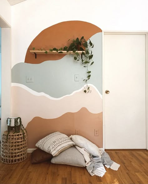 Accent Wall Paint, Painted Wall, Decor Minimalist, Diy Wall, New Room, 인테리어 디자인, Small Space, Bedroom Wall, Wall Mural