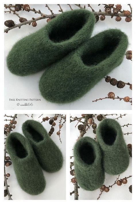 Felted Slipper Free Knitting Pattern - Knitting Pattern Felted Wool Slippers Pattern, Knitted Felted Wool Projects, Felt Shoes Pattern, Felted Wool Slippers Diy Free Pattern, Felt Slippers Diy Free Pattern, Felted Mittens Pattern Free, Wool Slippers Pattern, Felted Slippers Pattern, Felt Wool Slipper