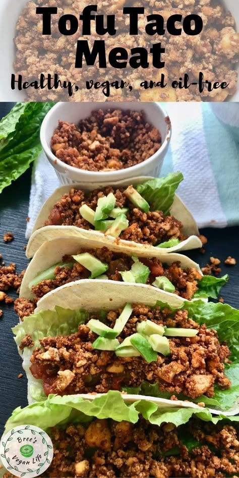 Tofu Taco Meat, Vegan Tacos Meat, Tofu Recipes Healthy, Tofu Tacos, Tofu Recipes Vegan, Lettuce Wrap, Vegan Tacos, Plant Based Meals, Tasty Vegetarian Recipes