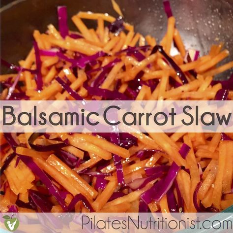 Lily Nichols, Balsamic Carrots, Carrot Salad Recipes, Carrot Slaw, Healthy Vegetable Recipes, Carrot Salad, Carrot Recipes, Cooked Veggies, Red Cabbage