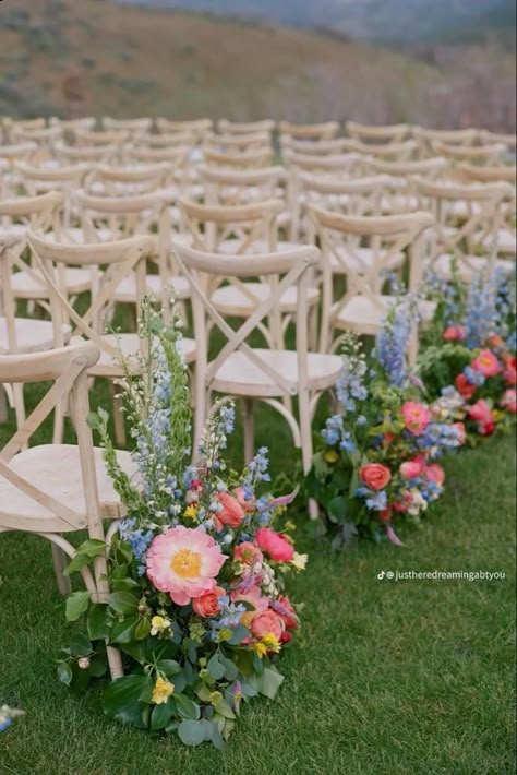 Coral Blue Purple Wedding, Spring Wedding Menu Ideas Food, Bright Colored Flowers Wedding, Bright Floral Arch, Wedding Coral Theme, Colorful Aisle Flowers, Pink Peach Lavender Wedding, Spring Wedding Flower Arch, Spring Wedding Bright Colors