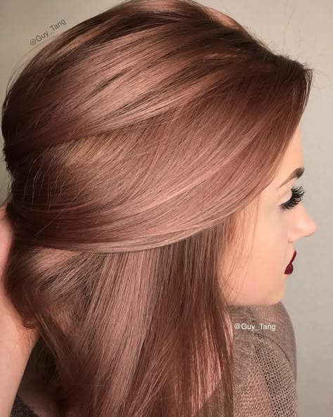 Rose Gold Hair Color Inspiration | POPSUGAR Beauty Rose Brown Hair Color, Rose Brown Hair, Rose Gold Hair Brunette, Hair Color Pictures, Rambut Brunette, Gold Hair Colors, Hair Color Rose Gold, Brown Hair Color, Pretty Hair Color