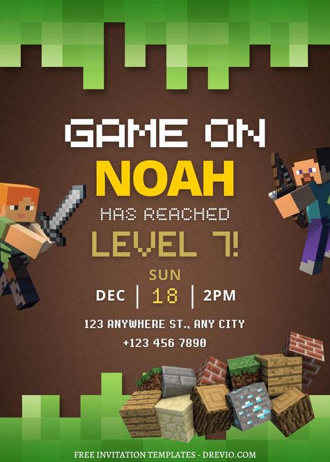 Nice FREE EDITABLE - 11+ Awesome Minecraft Canva Birthday Invitation Templates I'd never heard of Minecraft before this spring. My children are both over the age of ten, and I no longer watch a lot of children's programming. But, as his third birthday approached, my nephew decla... Free Minecraft Invitations Printables, Free Minecraft Birthday Invitations, Diy Minecraft Birthday Invitations, Minecraft Birthday Invitations Printable, Minecraft Bday Invitations, Minecraft Invitation Card, Minecraft Party Invitations Free, Mindcraft Party Invitations, Minecraft Party Invite