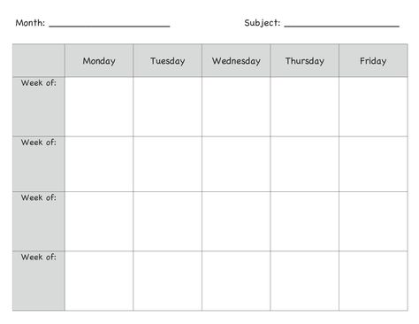 Monthly Lesson Plan Template                                                                                                                                                                                 More Free Printable Lesson Plan Template, Monthly Lesson Plan Template, Preschool Templates, Monthly Lesson Plan, Plan Book Template, Blank Lesson Plan Template, Preschool Lesson Plan Template, Weekly Lesson Plan Template, Lesson Plan Format