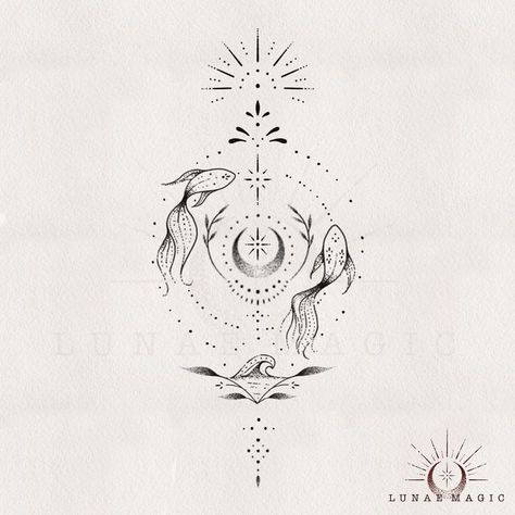 Cosmic Witch, Pisces Tattoo Designs, Cosmic Tattoo, Astrology Tattoo, Flower Magic, Full Tattoo, Boho Tattoos, Light Tattoo, Pisces Tattoos