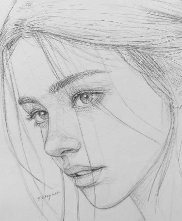 A Drawing Of A Person, Sketches Of Women Faces, Drawing Ideas Medium Difficulty, Really Cool Drawings Creative, Woman’s Face Drawing, Pencil Sketches People, Drawing Ideas Detailed, Rough Sketches People, Easy Sketches For Beginners Step By Step