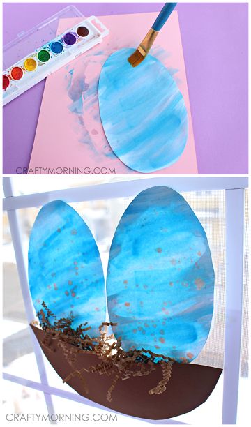 Speckled Watercolor Blue Robins Egg Suncatchers (Spring craft for kids to make!) | CraftyMorning.com Bird Crafts For Kids, Crafty Morning, K Crafts, Easter Preschool, Blue Crafts, Spring Craft, Spring Preschool, Spring Crafts For Kids, Summer Crafts For Kids