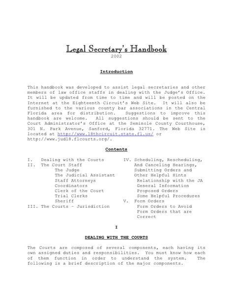 Legal Secretary’s Handbook                               2002                             Introduction   This handbook was... Legal Secretary Organization, Paralegal Organization, Paralegal Studies, Law School Quotes, Legal Secretary, Law School Prep, Legal Assistant, Study Info, Legal Studies