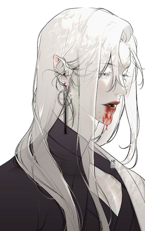 Long White Hair, Vampire Art, Arte Inspo, 판타지 아트, 영감을 주는 캐릭터, Anime Boys, Boy Art, An Anime, Art Reference Photos