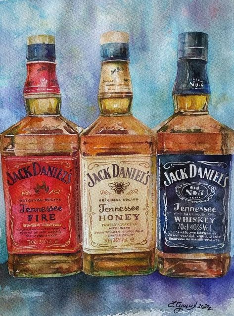 Jack Painting, Jack Daniels Bottle, Painting Canvases, Art Watercolor Painting, Palette Knife Painting, Jack And Jack, Art Subject, Realism Art, Art Pop